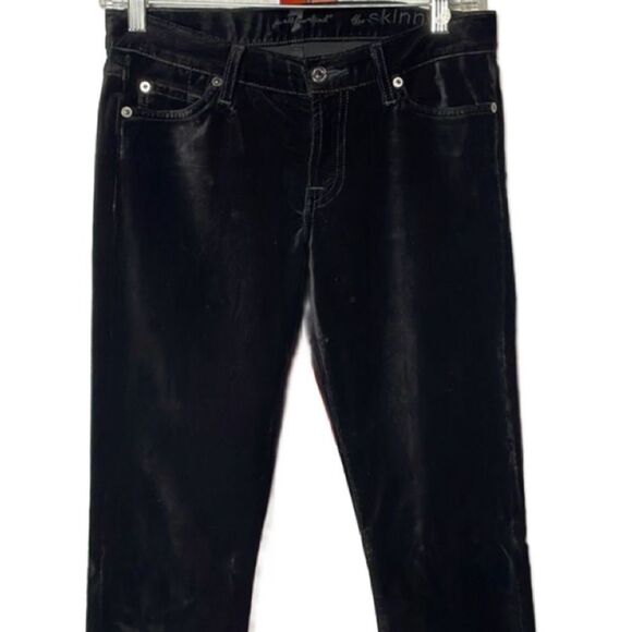 7 For All Mankind REVOLVE Black Velvet “The Skinny” Pants (Size: 27) - Picture 5 of 16